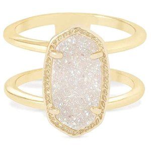 Kendra Scott Elyse Ring Size 7 Gold with Iridescent Stone. Gently Used